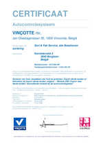 Vincotte Certificate